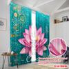 2 Stück 2D Flachdruck Szene Vorhang Lotusblume Aquarell Stoff Ohne Strom Festliche Vorhänge Perfekt für Wandkunst