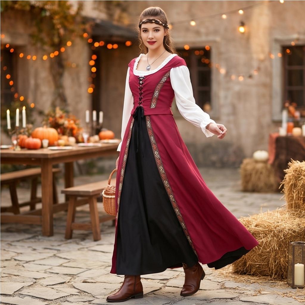 Women's Vintage Corset Dress for Halloween Costume Party