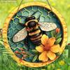 Rustic Wooden Sign with Adorable Bees Pattern - Round Ornament for Front Door, Wall Hanging Decor - Ideal Home Hanging Decor