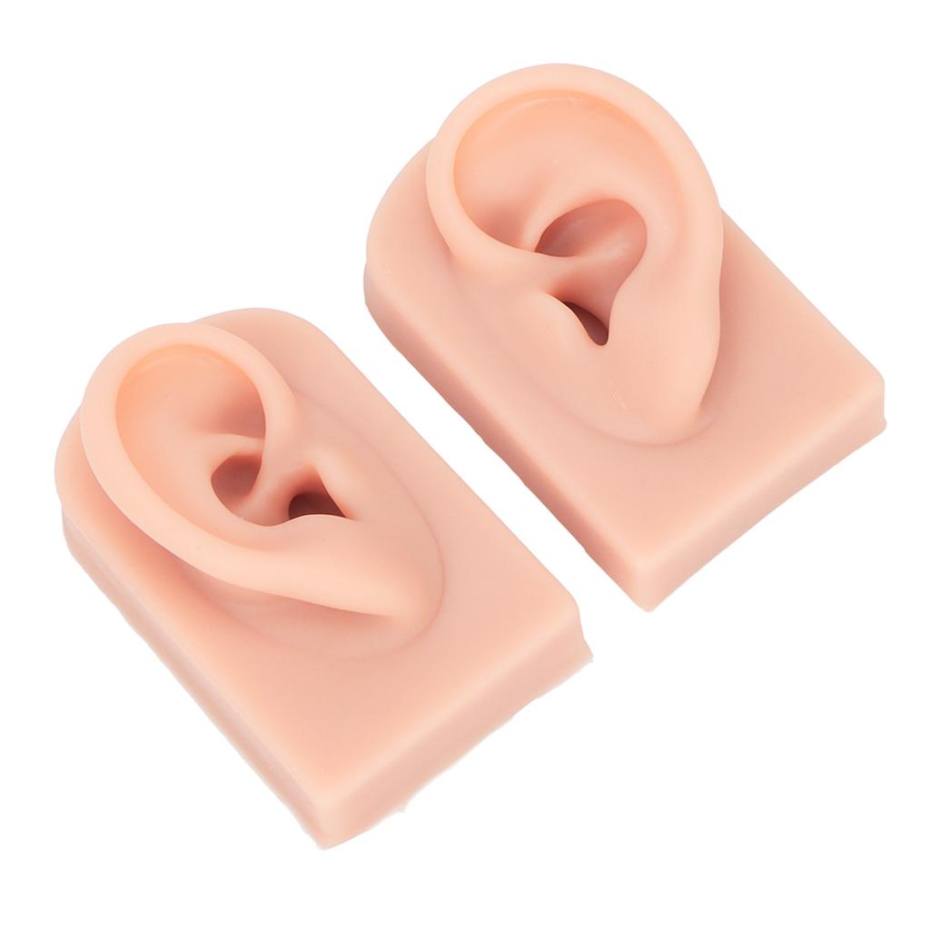 1 Pair Silicone Ear Model Flexible Soft Reusable Simulated Human Skin Silicone Piercing Model
