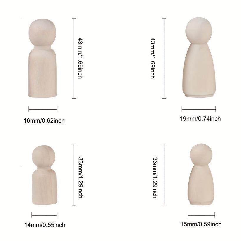 50pcs Wooden Peg Dolls Peg People Doll Bodies Wooden Figures Decorative Peg Doll People for Youngsters DIY Art Craft Painting