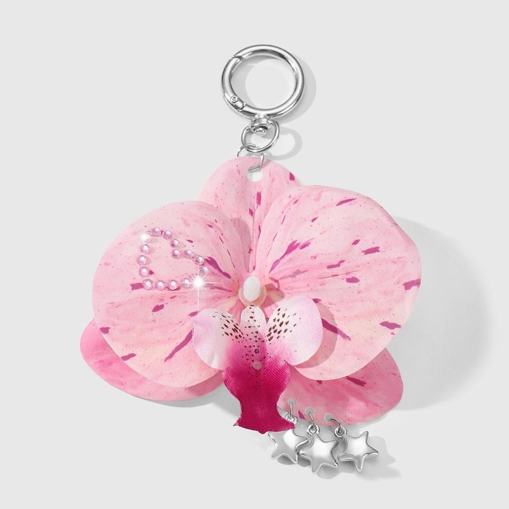 Simulation Butterfly Orchid Orchid Lily Keychain Rhinestone Pearl Flower Bag Pendant Simulation Flower Keychain