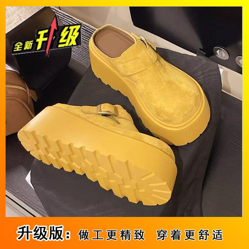 Thick-soled Heightening Outer Wear Sandals Single Shoes Spring and Summer New One-pedal Lai Ren Baotou Half Slippers Women