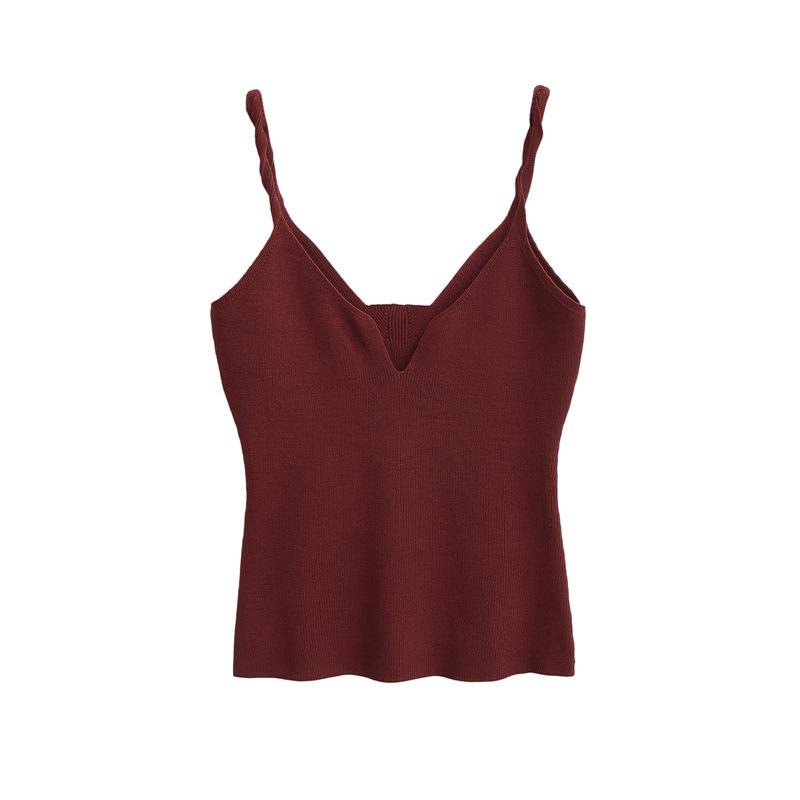 Pure Desire Women s Sexy V-Neck Knit Camisole: Summer Slimming Base Layer Vest Small вино красного