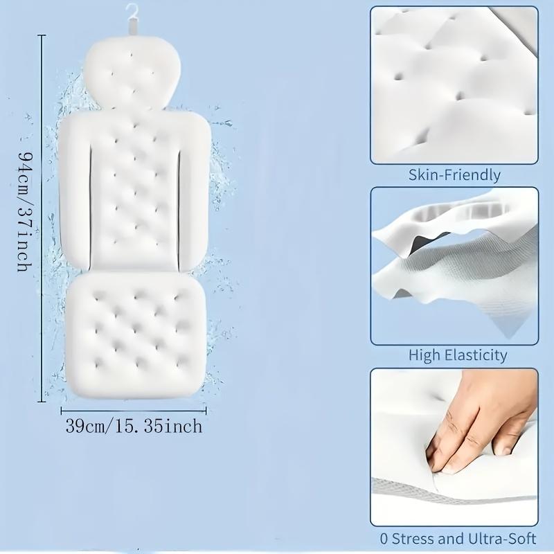 Luxury White Bath Pillow, Soft and Breathable Ergonomic Seat Pad Suitable for Home or Hotel Use, White Design with Head Support and Armrests