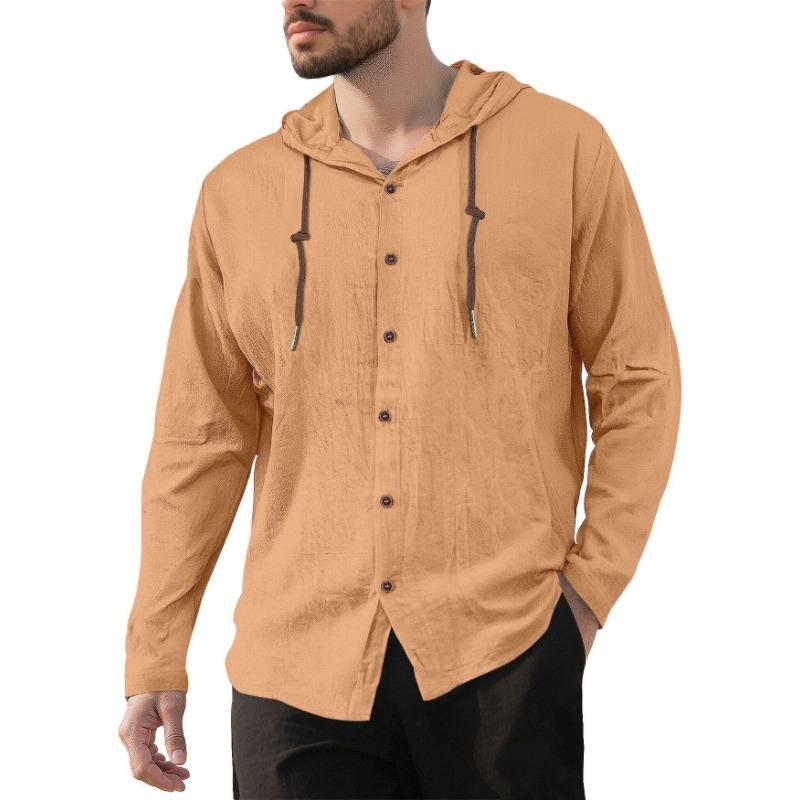 Men Solid Hooded Long Sleeve Loose Casual Breathable Quick Dry Shirt