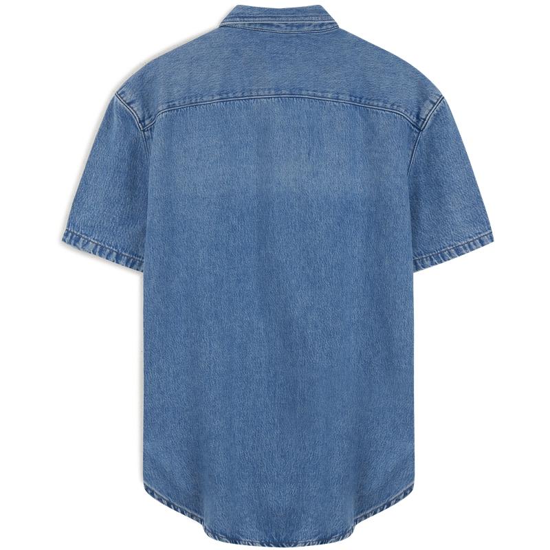Calvin Klein Minimalist Solid Color Vintage Casual Short Sleeve Shirt Men shirts Light-Blue 4RB944G