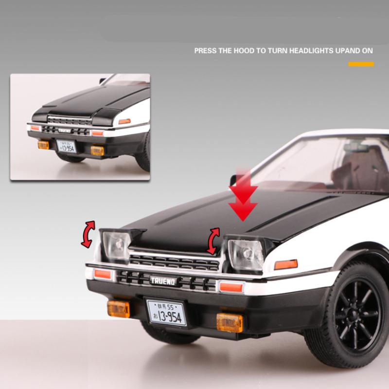 1/20 Movie Car INITIAL D Toyota AE86 Alloy Car Model Diecast & Toy Vehicles Metal Car Model Simulation Sound Light Toy Gift