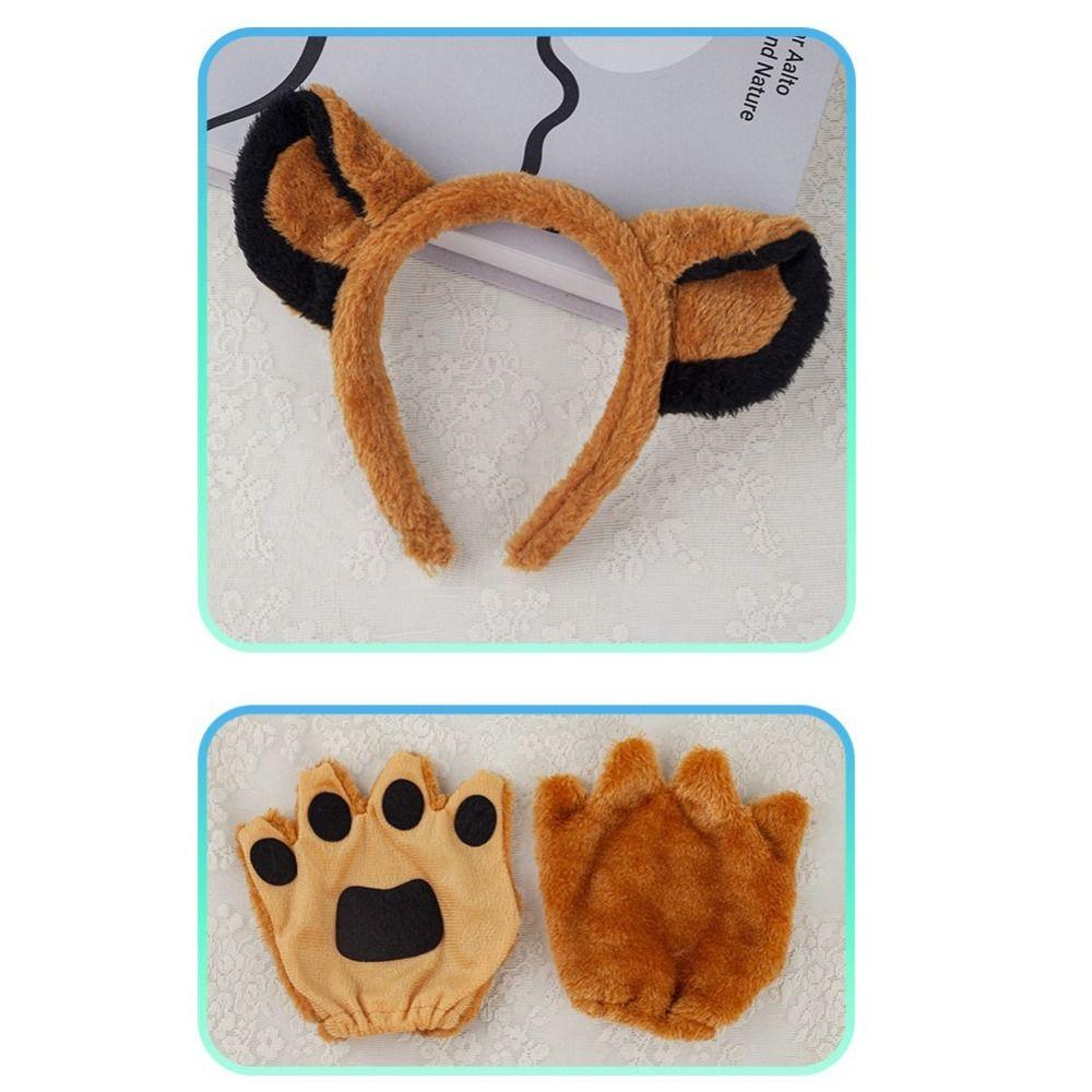 Tail Nose Bowtie Beast Ear Headband Fancy Dressed Plush Tiger Headpiece  Costume Accessories