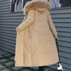 BITCED Winter Fashion Plus Size Cotton Coat for Women Long Waist-cinched Knee-length Thickened Coat with Large Fur Collar