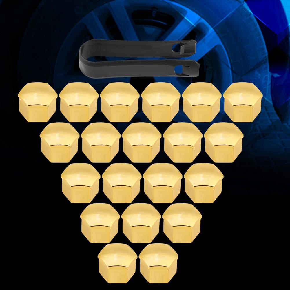 20Pcs 17mm Universal Car Tyre Wheel Hub Covers Lug Nut Bolt Screw Cover Protection Cap Gold