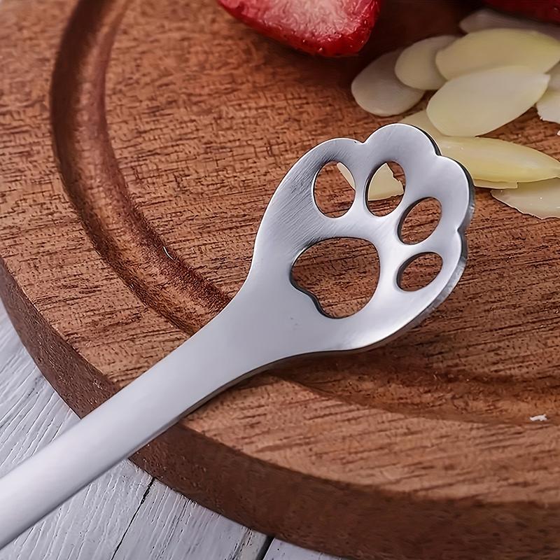 Stainless Steel Cat Claw Cookie Scoop Hollow Design Coffee Dessert Mixing Spoon Cake Dessert Spoon Kitchen Baking Gadgets