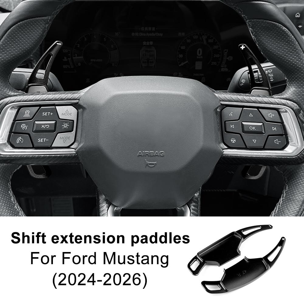 

Aluminum Alloy For Ford Mustang 2025 2025 2026 Car Steering Wheel Shift Paddle Gear Paddles DSG Extension Interior Accessories чёрный