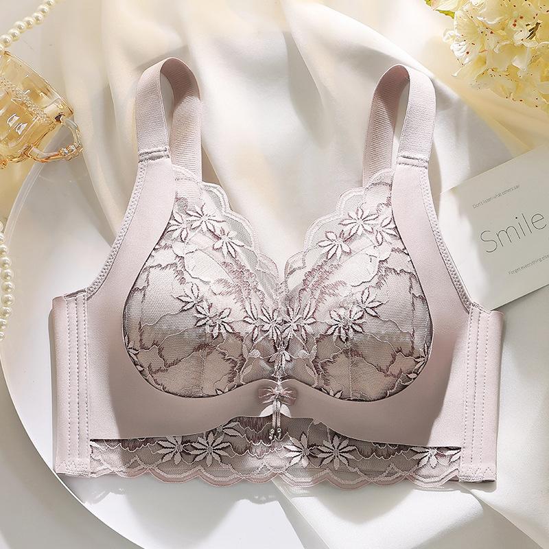 Ultra-thin 1.1CM Adjustment Type, No Steel Ring, Closed Pair of Breasts, Lace Bra Cover Gathered To Prevent Sagging