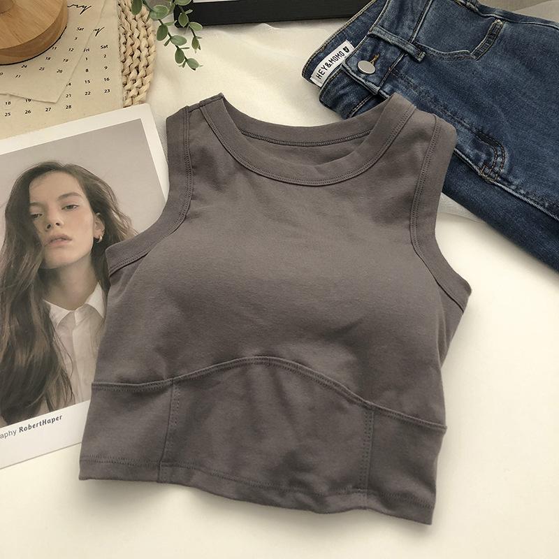 Padded Wireless Strappy Camisole for Girls - Base Layer Outerwear One Size темно-серого