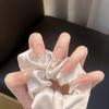 Pearl Gradient French Almond Nails - Transparent, Long, Removable, Whitening Fake Nail Tips