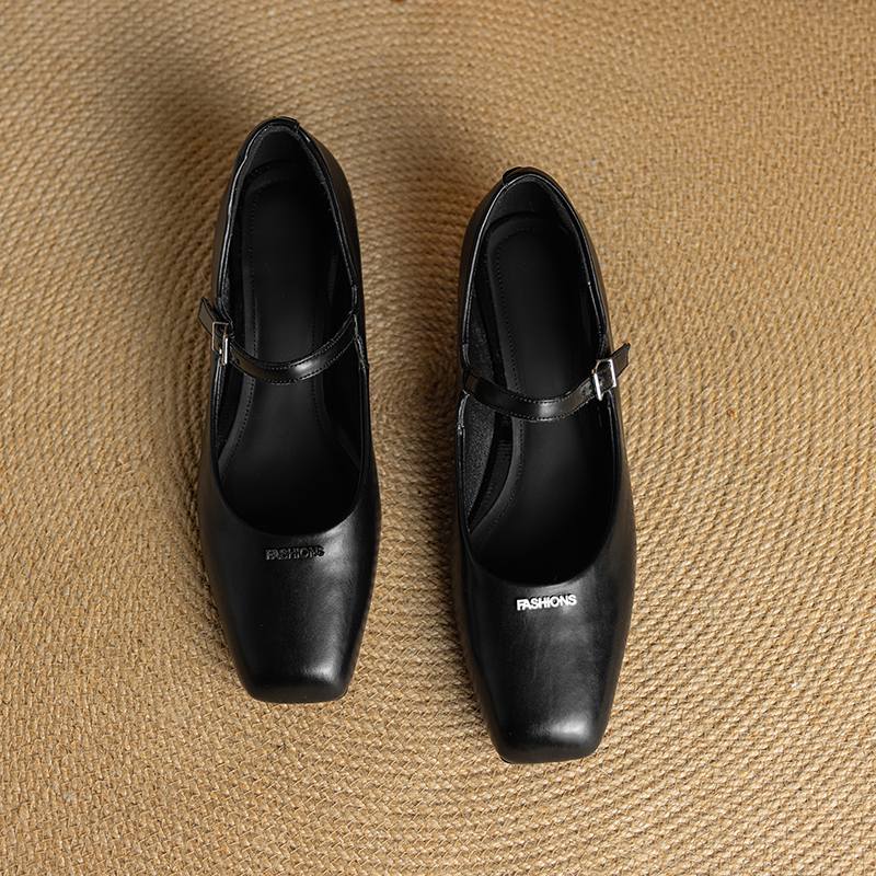 

Krazing Pot Летние туфли из коровьей кожи, размер 40, осенние туфли Мэри Джейн на низком каблуке, с квадратным носком, элегантные туфли-лодочки с мелким вырезом 35 чёрный