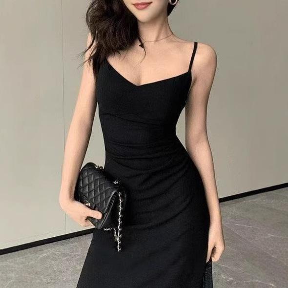 Premium Temperament Spice Girl Suspender Dress Women's Summer New Slim and Thin Inner with Small Black Long Skirt