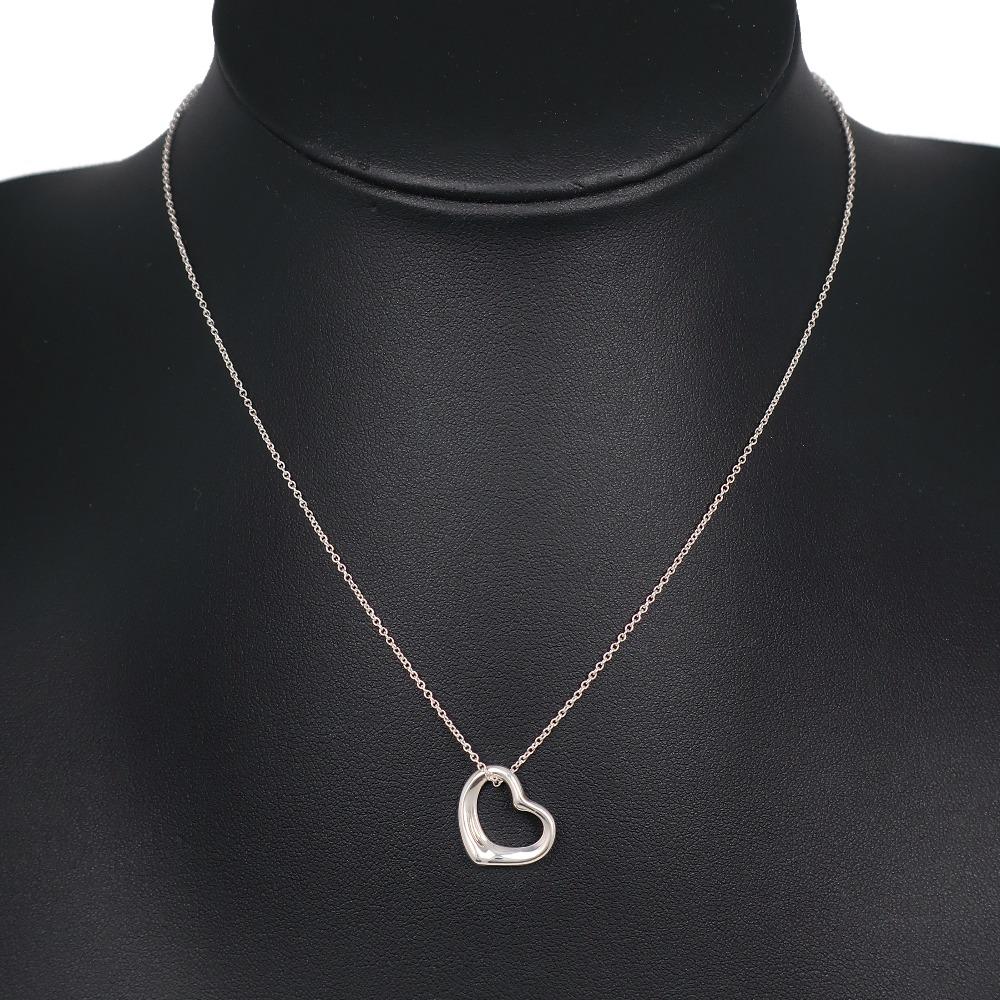 TIFFANY&Co. Open Heart Necklace Elsa Peretti Silver925 Heart 2.2g Women Used