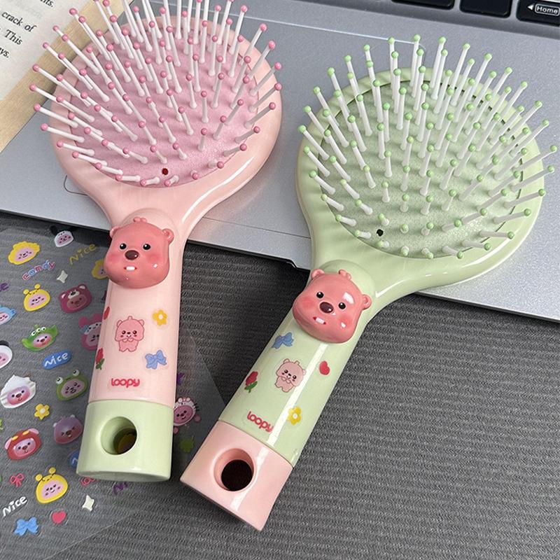 Diy Cartoon Air Cushion Comb Massage Portable Comb And Mirror All In One Comb