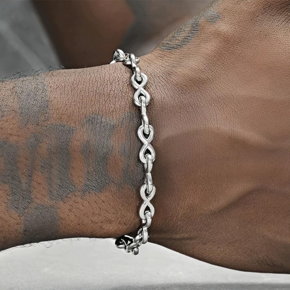 8MM Infinite Symbol Twill Ring Handmade Bracelet Hip Hop Men Stainless Steel Jewelry Fashion Party Gift