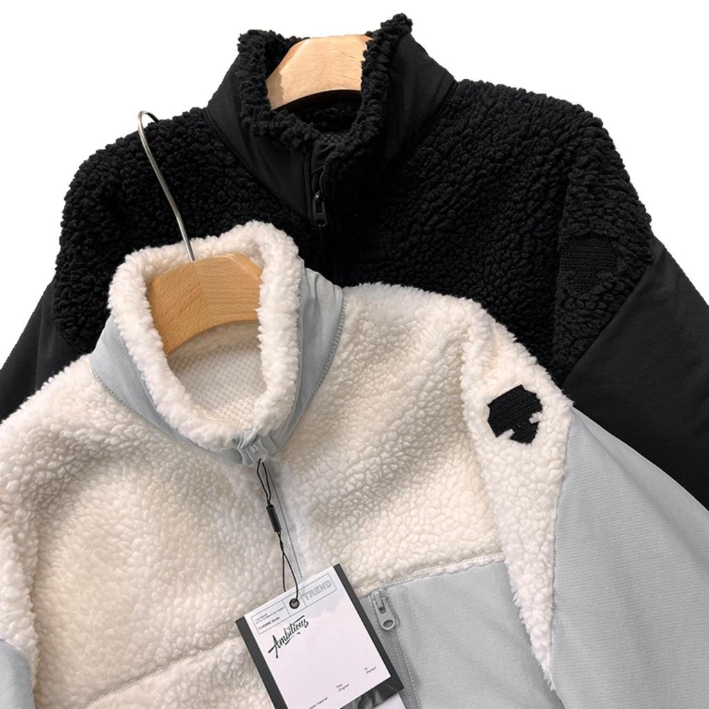 Men's Small Imitation Lambswool Fleece Stand Collar Cardigan Jacket