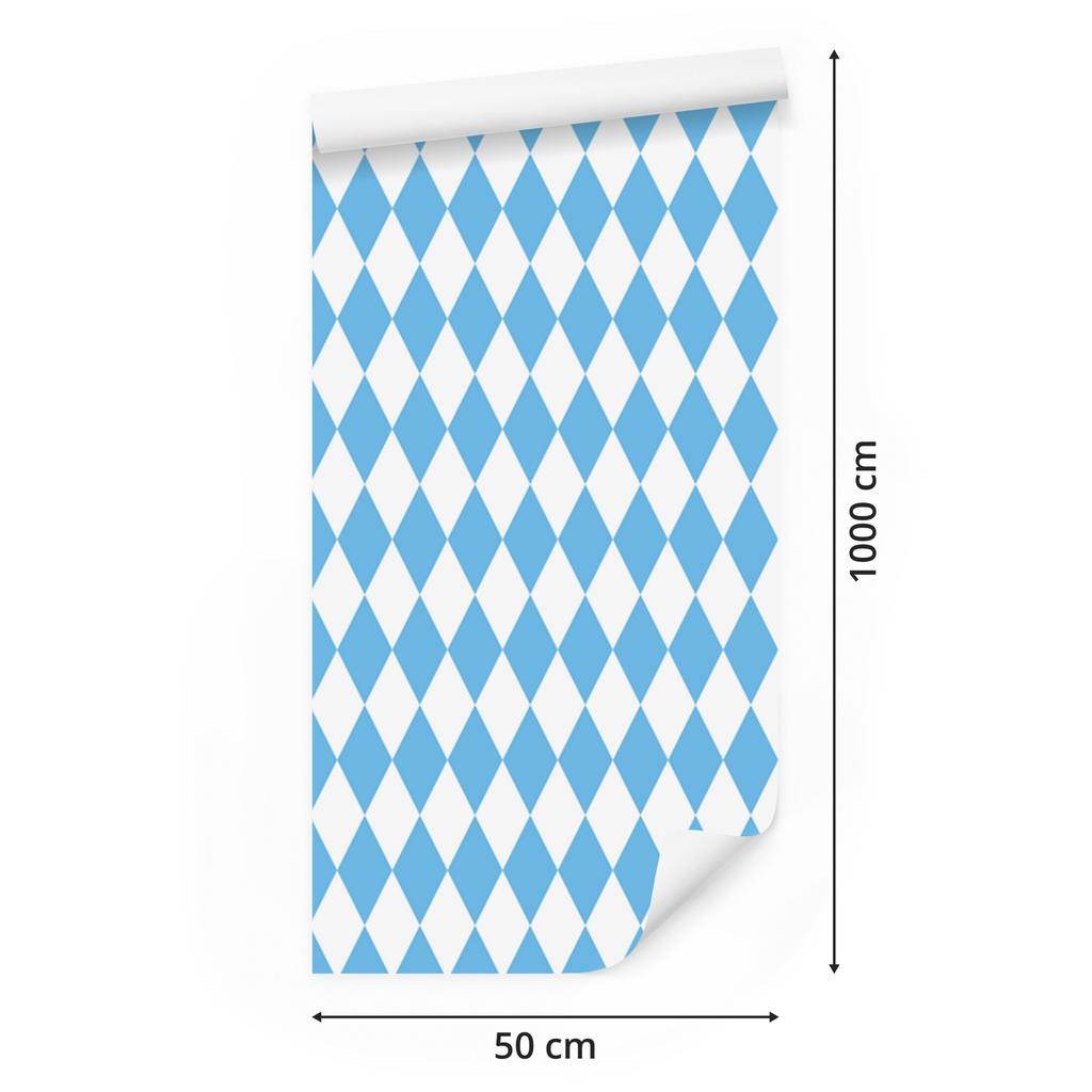Azure Harlequin Rhombus Wallpaper for Living Room and Bedroom 50x1000