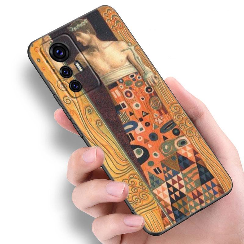 Custodia per telefono in silicone nero con arte Gustav Klimt Il Bacio per Xiaomi Mi 9 SE 8 10T 11 12 13 Lite 9T 11T 12S 12T 13T 14 Pro 5G NE 11i 12X