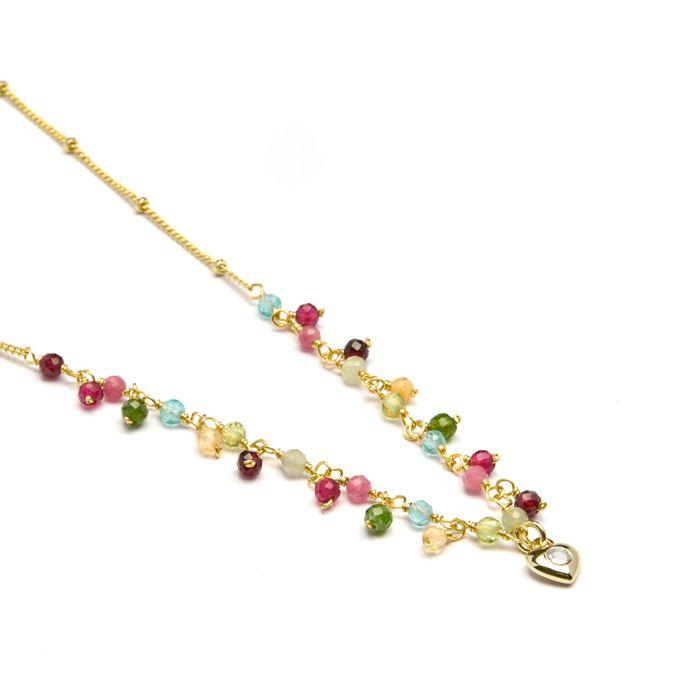 Collier - Luxenter - Wyrm - Or Jaune 18K - Cristal Multicolore - 41cm + 3,5cm De Rallonge