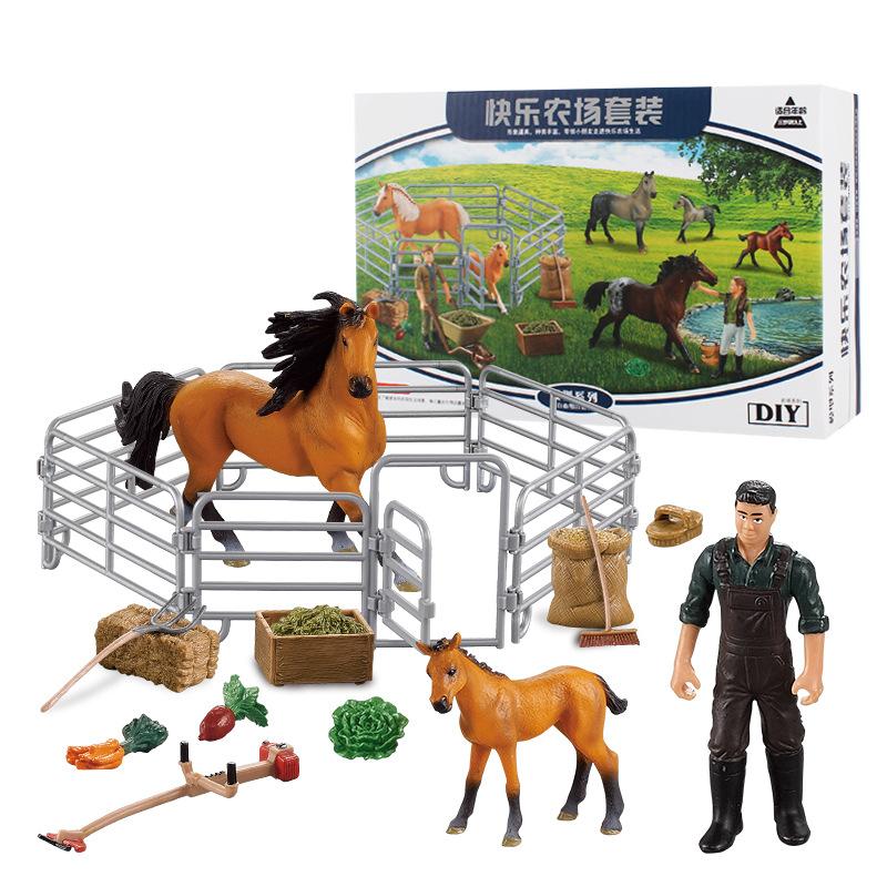 Happy Horse Farm Diy Creative Suit Model Fence Stable Worker Solid Static Sand Table Figure Ornament Toy