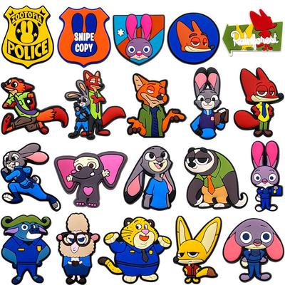 Zootopia Cartoon Crocs Charms: Soft PVC Rubber Decorative Shoe Buckles