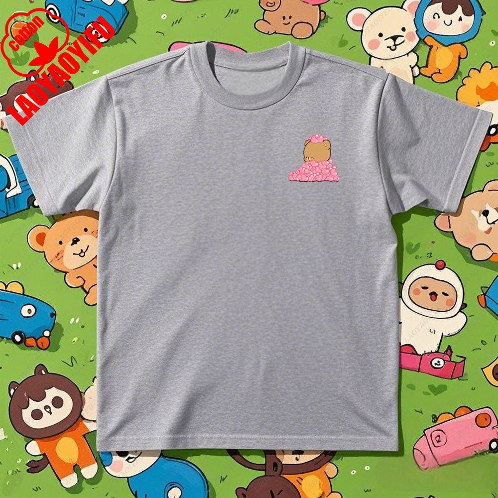 Kawaii Women Unisex Matching Milk and Mocha TShirt Cartoon Anime Print Cotton Tee Funny Couple Tshirts Summer Casual Shirt Tops