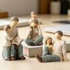 Resin Carving Family Figurine, Mother Father Son Daughter Statue, Hand-Painted Parents Kids Sculpture, Gift for Mother's Day Father's Day