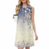 Women's Casual Fashion Round Neck Sleeveless Print Hooded Drawstring Dress