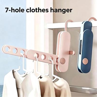 Foldableable Portable Clothes Drying Rack Travel Clothes Hanging Rack 7 Hole Multi-functional Storage Home Business Trip Hotel Clothes Hanger Tool