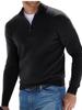 2025 Men's Casual Long Sleeve V-neck Fleece Zipper Polo Shirt
