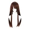 Reimu Hakurei Cosplay Wig, Brown Hair, Three Straight Ponytails, Heat Resistant, Costume Accessory for Disguise, Party, Halloween, Fancy Dress (Reimu