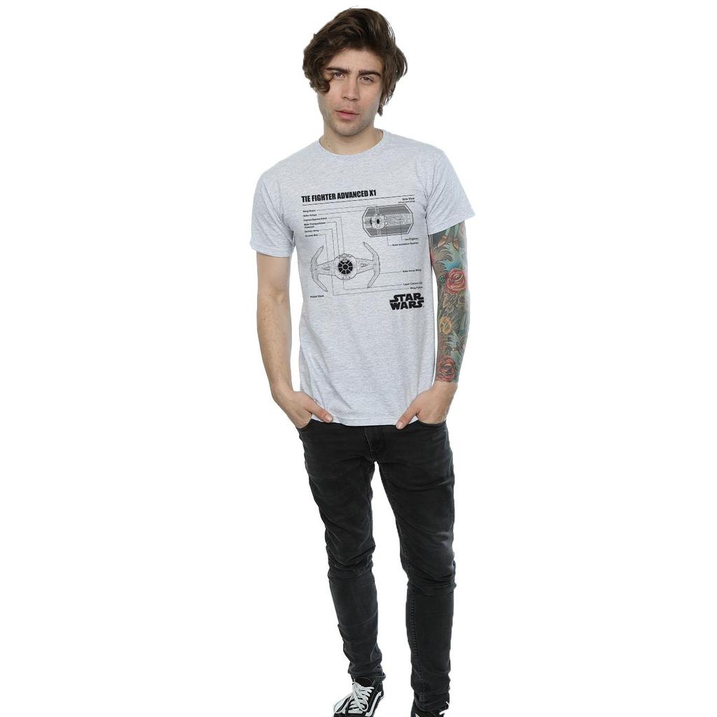 STAR WARS Mens TIE Fighter X1 Blueprint T-Shirt
