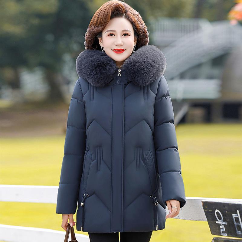Autumn and winter new middle-aged and elderly padded clothes women's Chinese style large size mother padded jacket winter hooded jacket padded jacket