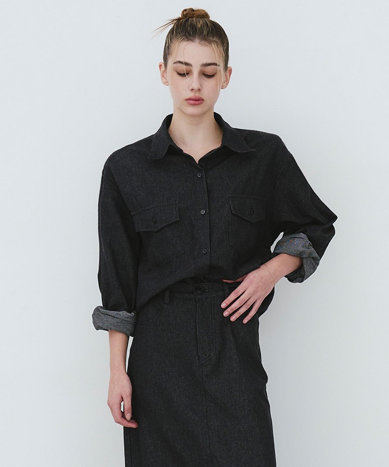 Artinery Classic Denim Oversized Shirt (Dark Denim)