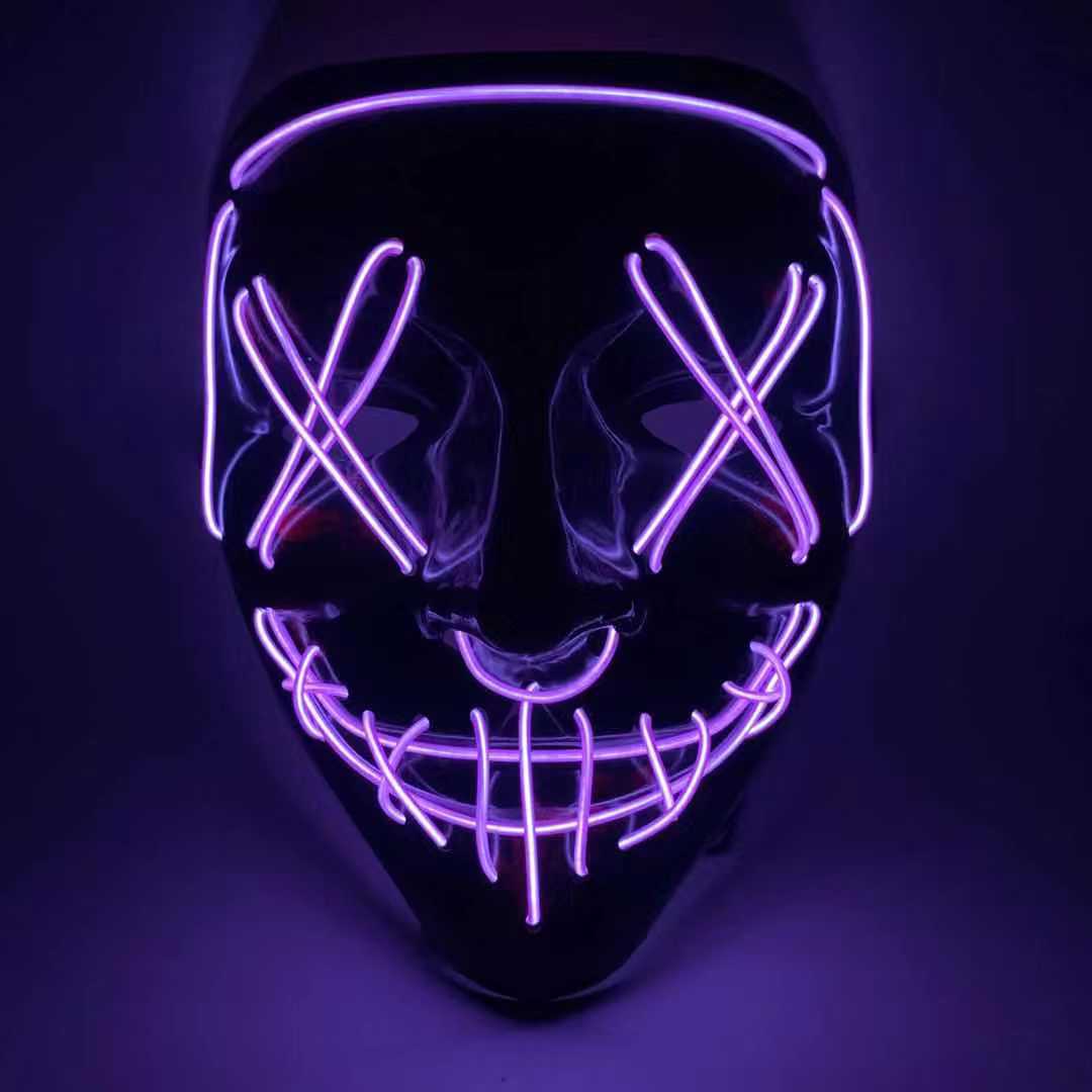 

Halloween Mask LED Light up Mask Scary Glowing Mask Purge Party Mask Wireless Neon Purification Mask Light Up Bar Music Festival фіолетовий