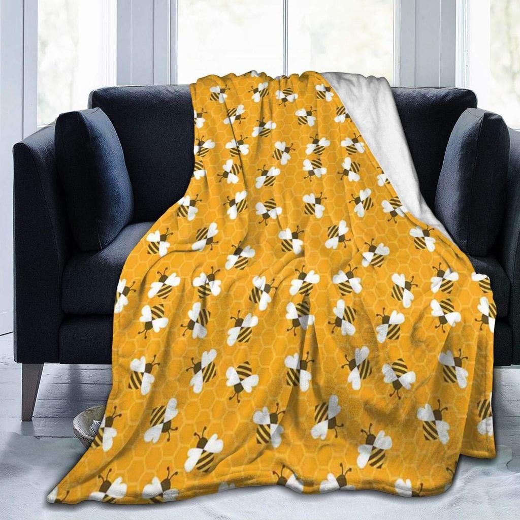 Flannel Blanket Nap Blanket Bee Printed Blanket Four Seasons Super Soft Office Blanket Sofa Blanket