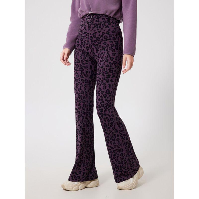 Fx3051 Color Discount Fashion Leopard Print with Velvet Heattech Micro-Pull Yoga Pants High Waist Fitness Pants Outwear Bell-Bottom Pants