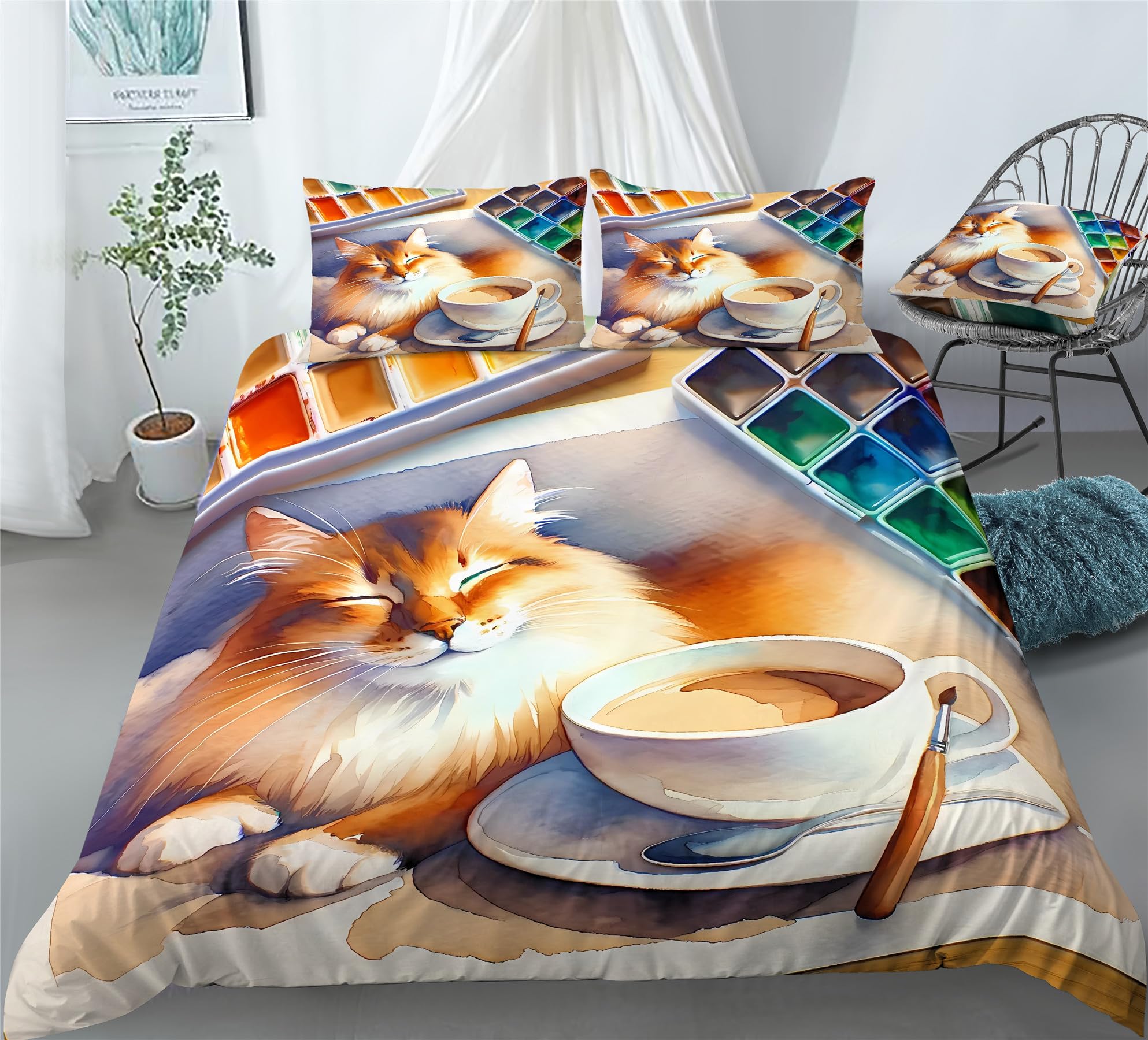 

Afternoon Tea Themed Comforter Cover Sets For Kids Teens Queen Lightweight Down Quilt Covers Dessert Bedspread Cover Room Decor EU Single(135x200cm)