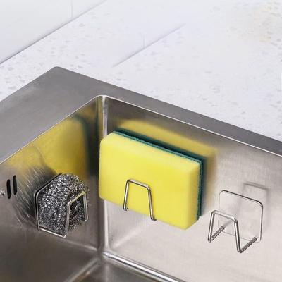1/2/3PCS Kitchen Organizer Sponge Holder Soap Rack Self Adhesive Sink Drain Drying Stainless Steel Wall Storage Hook Accessories