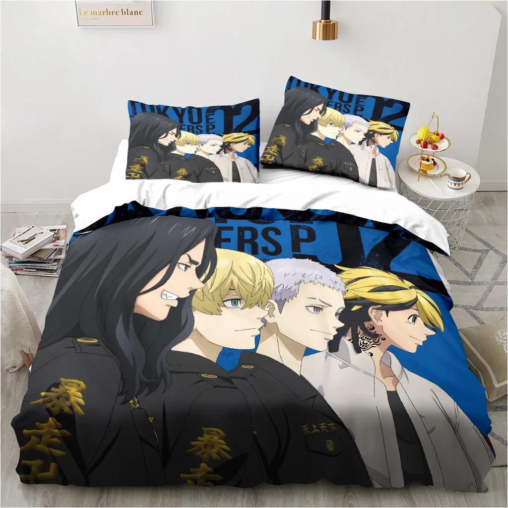 Anime Tokyo Revengers Ryuguuji Ken Sano Manjiro Bettbezug Cartoon Bettwäschesets Bettset Steppdecke Bettdeckenbezüge Heimtextilien