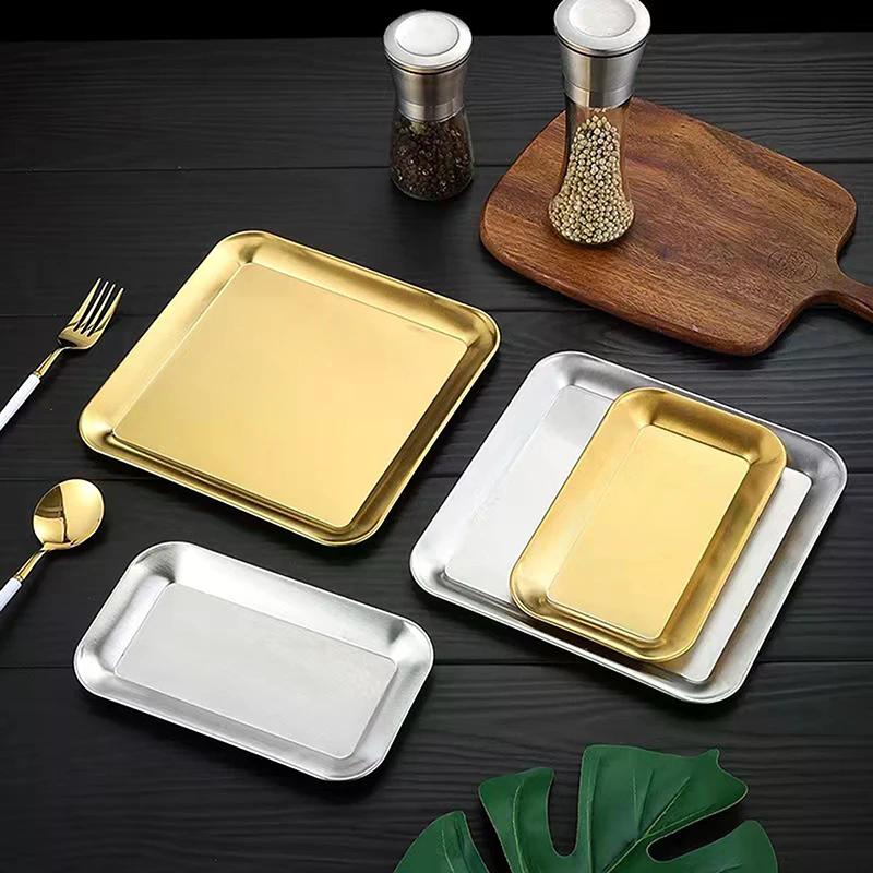Luxury Square Food-grade Steel Serving Tray,coffee Tray,desserts – Elegant Serving Platters for Cafe, Restaurant Bathroom Tray