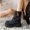 British retro metal buckle mid-tube boots round head women's platform Martin boots new for autumn and winter 2025