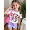 K-Pop-Cartoon-Grafik-T-Shirt- und Hosen-Set für Mädchen, Sommerkleidung für Mädchen, süßes Kurzarm-Set, Kinder-T-Shirt- und Shorts-Set