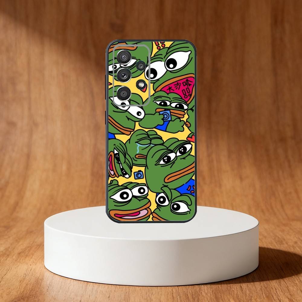 Funny P-Pepe Frog Sad Phone Case For Samsung S25,S24,S21,S22,S23,S30,Ultra,S20,Plus,Fe,Note,10,9,5G Black Cover